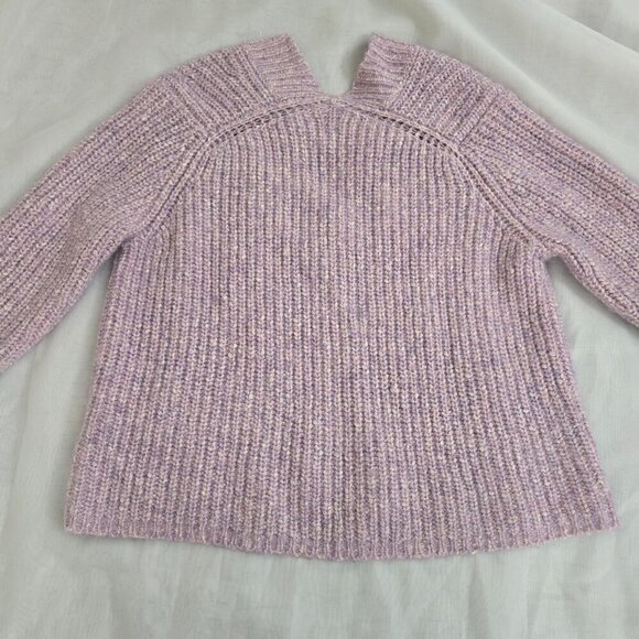 Autumn Cashmere Tweedy Shaker V-Neck Sweater Size S Thistle Lilac - Picture 8 of 9